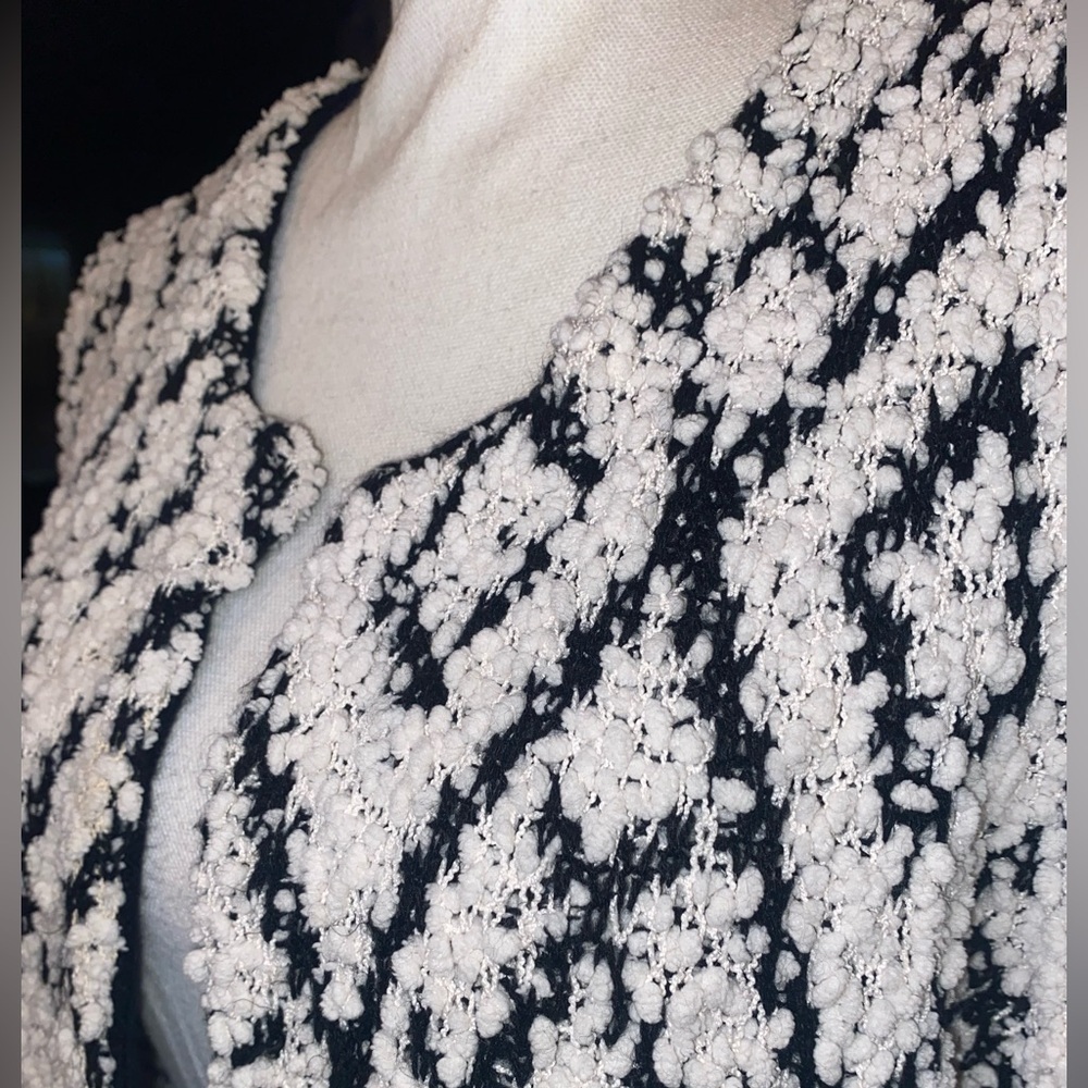 Solitaire by Ravi Khosla Long Cardigan Sweater Black and White Size Large - Picture 4 of 7